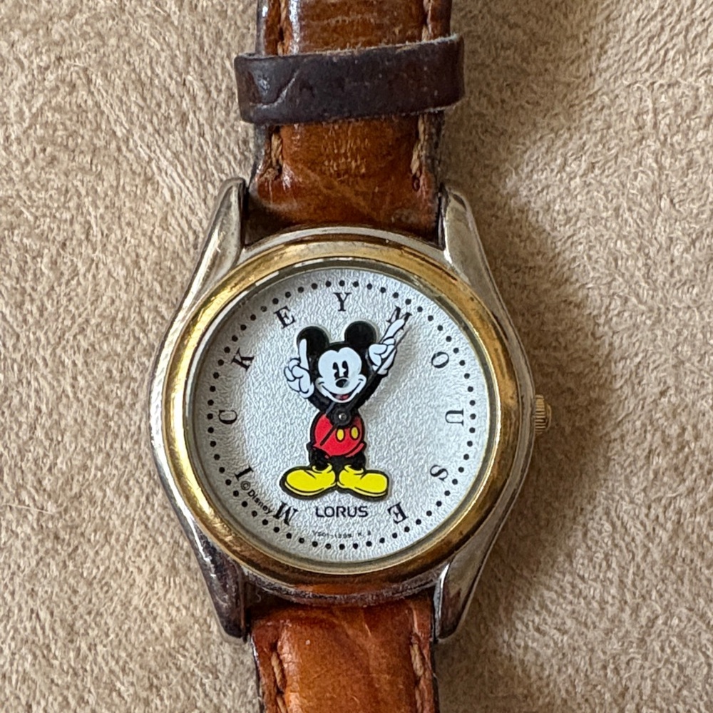 Lorus Mickey Mouse Watch with Brown Leather Strap